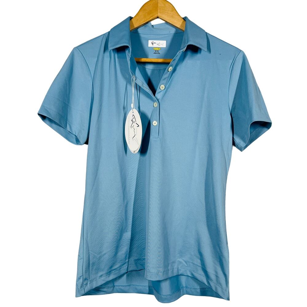 NEW! Greg Norman Ladies Cap Sleeve Polo Casual Sport Blue - M